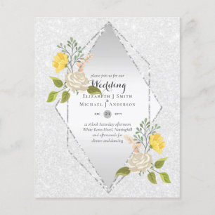 LOW BUDGET White Rose Yellow Flower Wedding Invite Flyer