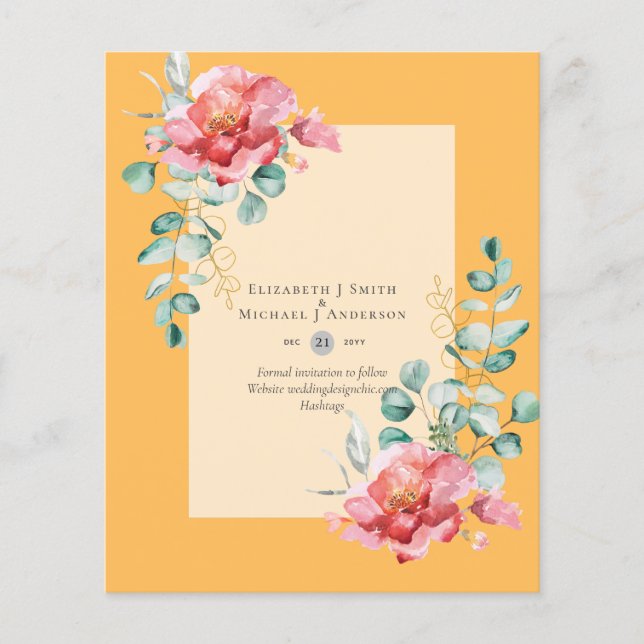 LOW BUDGET White Roses SAVE THE DATES Modern Flyer (Front)