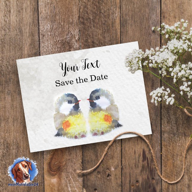 Low carbon mills - watercolor design | postcard (niedliche Karte mit 2 Meisen im Aquarell-Design, liebevoll per Hand gemalt - personalisierbar )