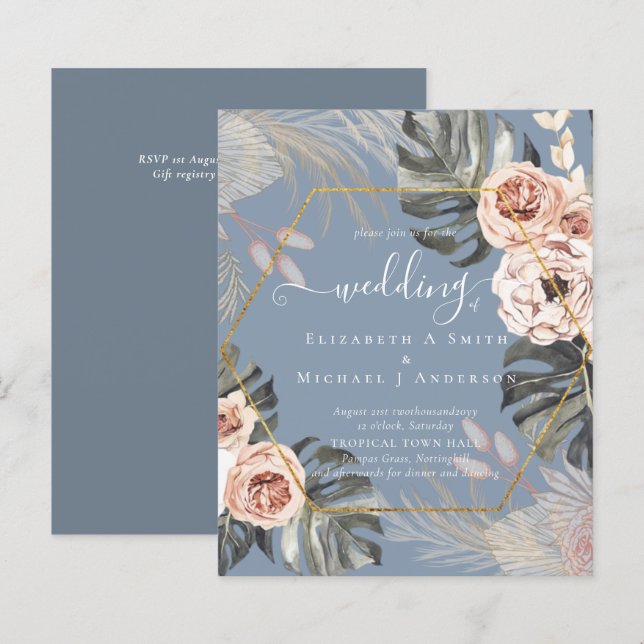 Low Cost Budget PAMPAS GRASS TROPICAL Wedding (Front/Back)