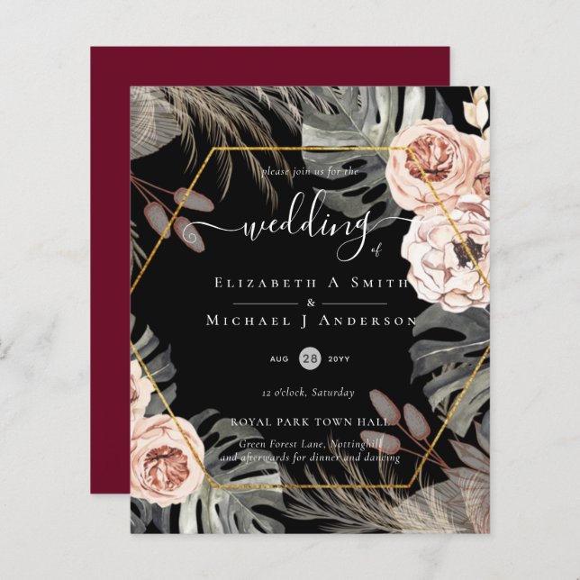 Low Cost Budget PAMPAS GRASS TROPICAL Wedding (Front/Back)