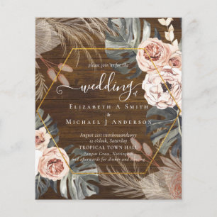 Low Cost Budget PAMPAS GRASS TROPICAL Wedding Flyer