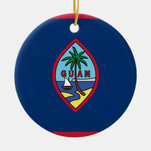 Low Cost! Guam Flag Ceramic Tree Decoration (Front)