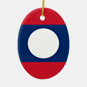 Low Cost! Laos Flag Ceramic Tree Decoration