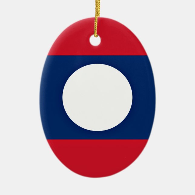 Low Cost! Laos Flag Ceramic Tree Decoration (Front)