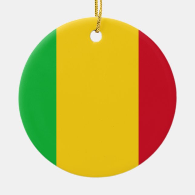 Low Cost! Mali Flag Ceramic Tree Decoration (Front)