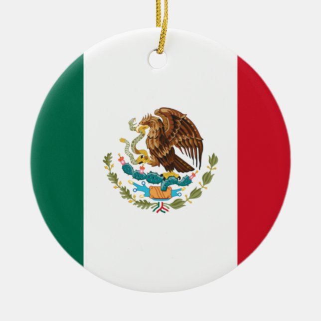 Low Cost! Mexico Flag Ceramic Tree Decoration (Front)