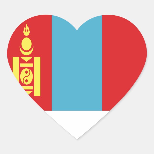 Low Cost! Mongolia Flag Heart Sticker (Front)