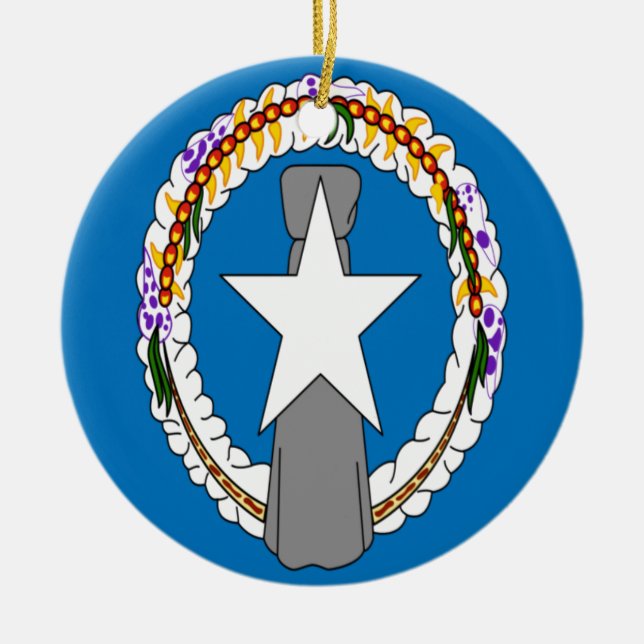 Low Cost! Northern Mariana Islands Flag Ceramic Tree Decoration (Front)