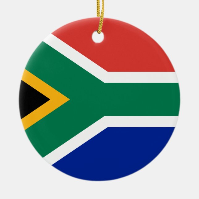 Low Cost! South Africa Flag Ceramic Tree Decoration (Front)