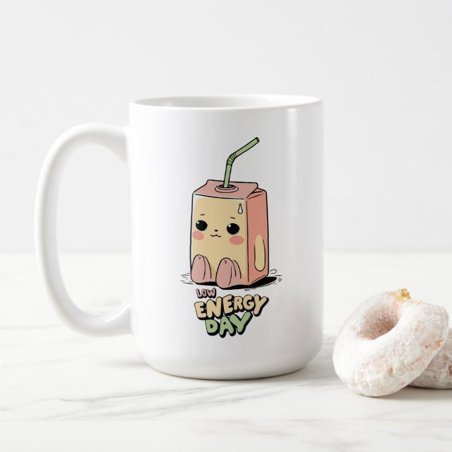 Low Energy Day – Soft Tired Quiet Burnout  Coffee Mug (With Donut)