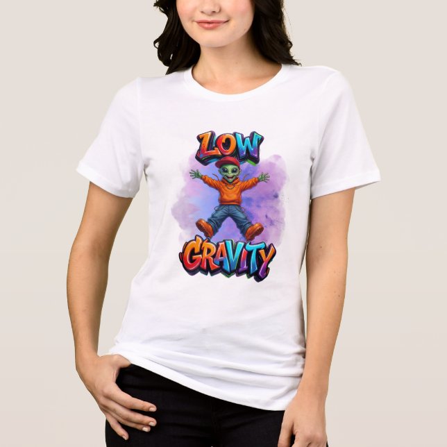 Low Gravity Funny Alien Space Humour Design Tri-Blend Shirt (Front)