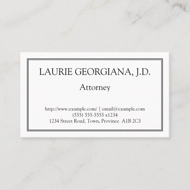 Low-Key and Plain Attorney Business Card (Front)