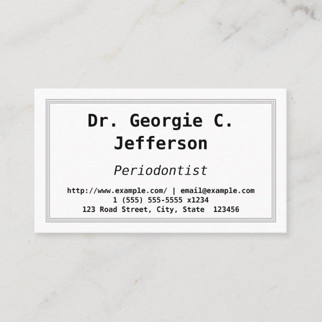 Low-Key & Plain Periodontist Business Card (Front)
