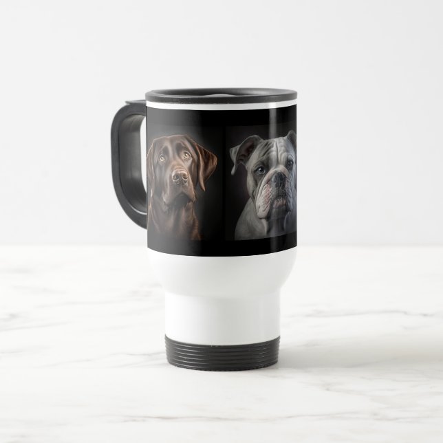 Low pet dog 3 photo customer specific travel mug (Front Left)