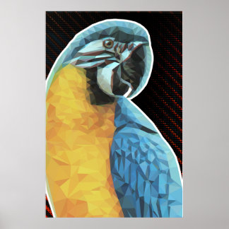 Low Poly Blue and Yellow Macaw Poster
