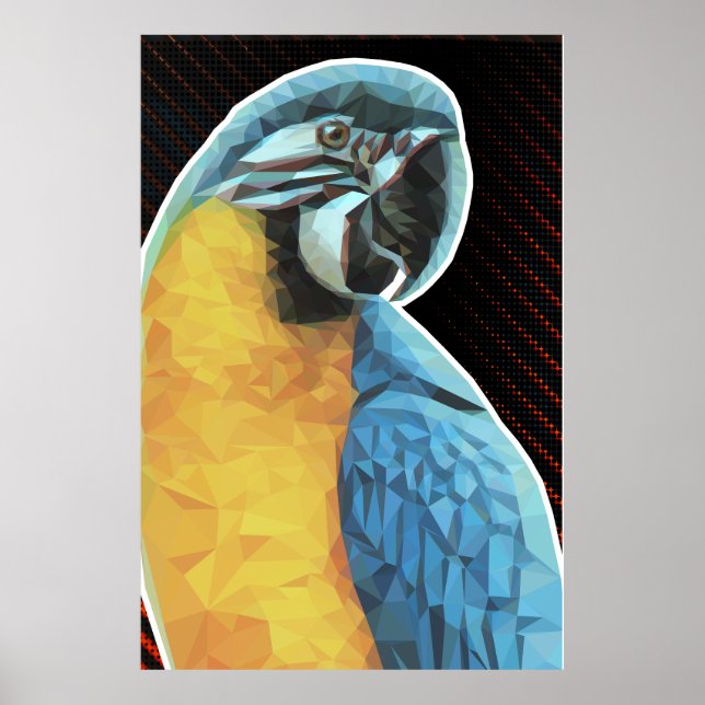 Low Poly Blue and Yellow Macaw Poster (Front)