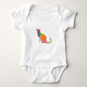 Low Poly Cat Silhouette Baby Bodysuit