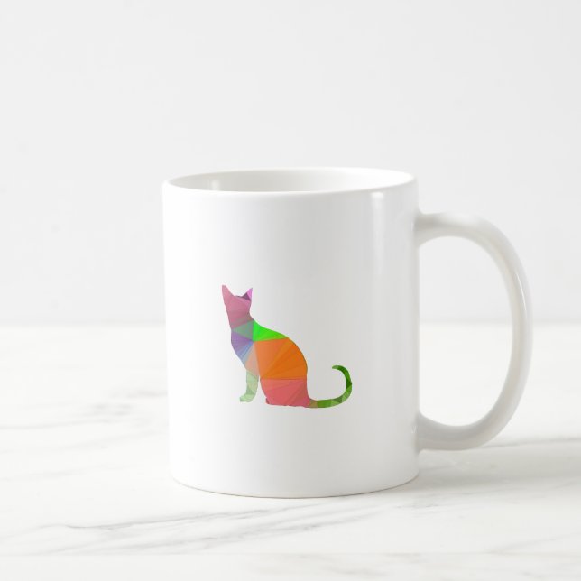 Low Poly Cat Silhouette Coffee Mug (Right)