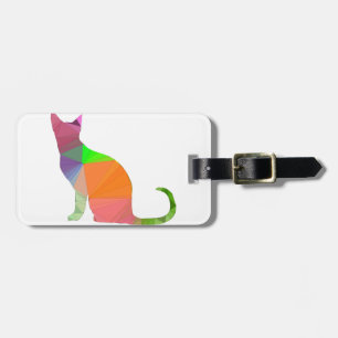 Low Poly Cat Silhouette Luggage Tag