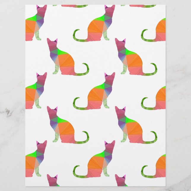 Low Poly Cat Silhouette Pattern (Front)