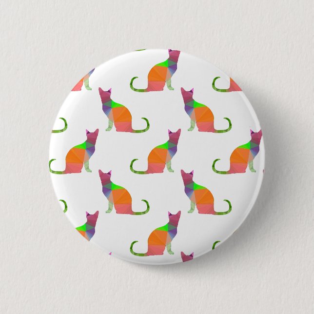 Low Poly Cat Silhouette Pattern 6 Cm Round Badge (Front)