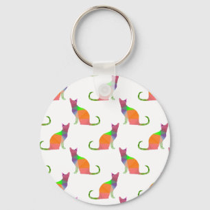 Low Poly Cat Silhouette Pattern Key Ring