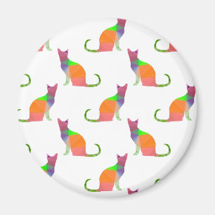 Low Poly Cat Silhouette Pattern Magnet