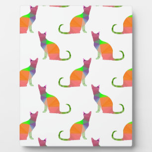 Low Poly Cat Silhouette Pattern Plaque