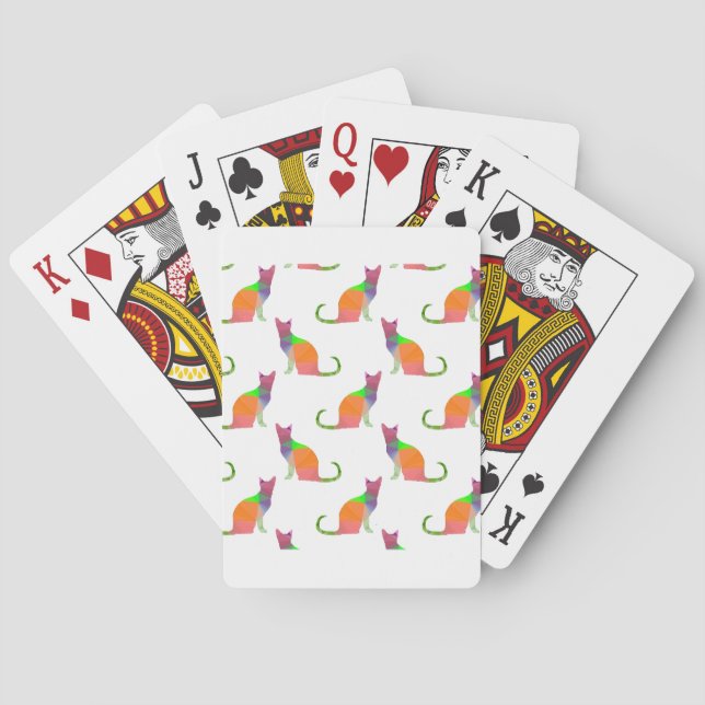 Low Poly Cat Silhouette Pattern Playing Cards (Back)