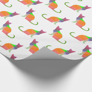 Low Poly Cat Silhouette Pattern Wrapping Paper