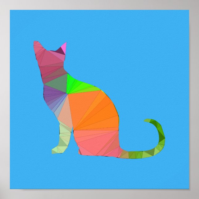 Low Poly Cat Silhouette Poster (Front)