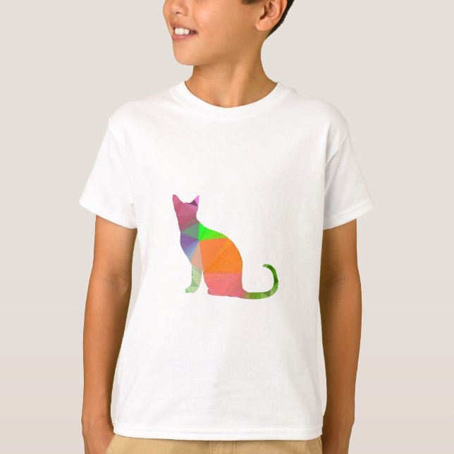Low Poly Cat Silhouette T-Shirt (Front)