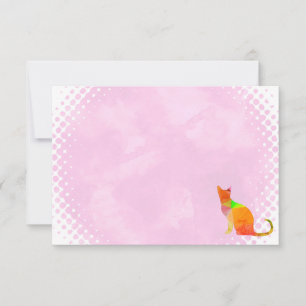 Low Poly Cat Silhouette Watercolor Blank Card