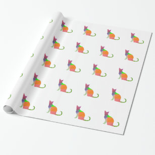 Low Poly Cat Silhouette Wrapping Paper