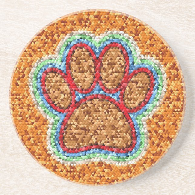 Low Poly Dog Paw Art Coaster (Front)