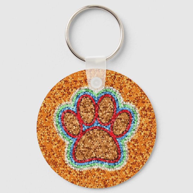 Low Poly Dog Paw Art Key Ring (Front)