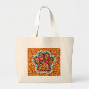 Low Poly Dog Paw Art Large Tote Bag