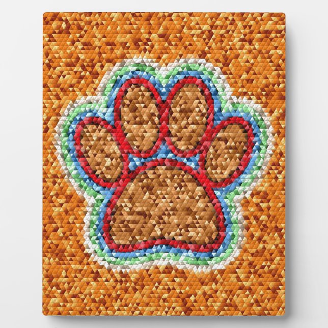 Low Poly Dog Paw Art Plaque (Front)