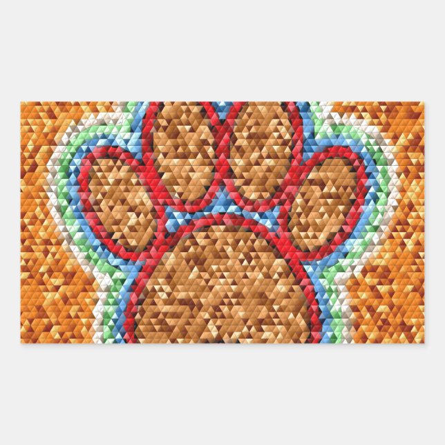 Low Poly Dog Paw Art Rectangular Sticker (Front)