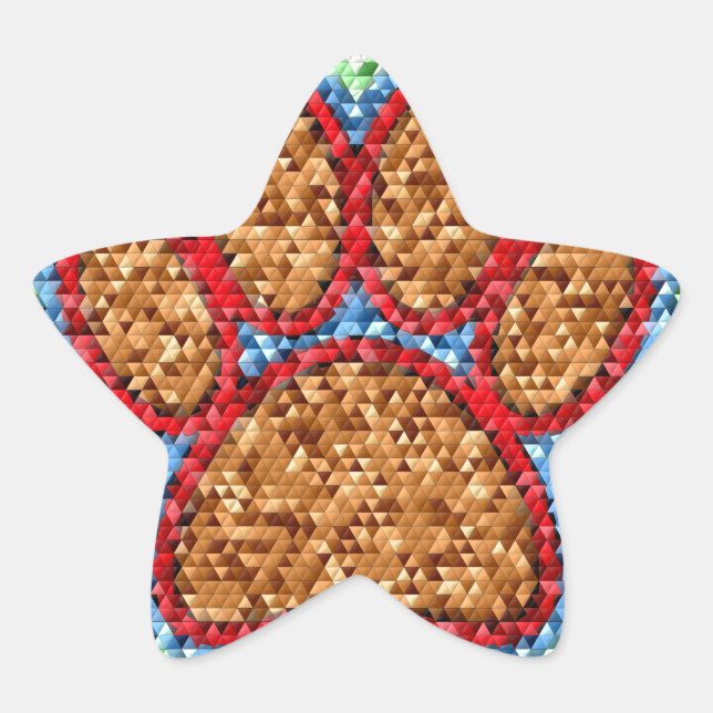 Low Poly Dog Paw Art Star Sticker (Front)