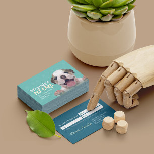 Low Poly Dog Pet Care Grooming Bathing Food Salon Appointment Card