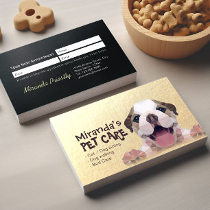Low Poly Dog Pet Care Grooming Bathing Food Salon Appointment Card