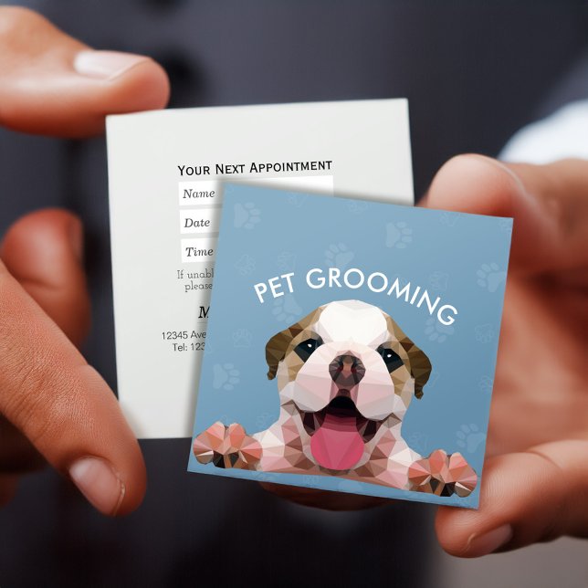 Low Poly Dog Pet Care Grooming Bathing Food Salon Appointment Card (Creator Uploaded)