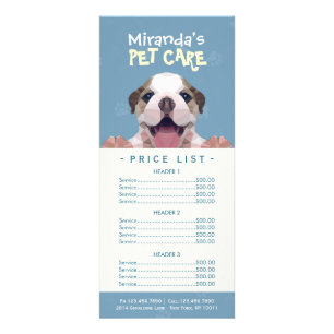 Low Poly Dog Pet Care Grooming Bathing Price List Rack Card