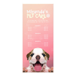 Low Poly Dog Pet Care Grooming Bathing Price List Rack Card