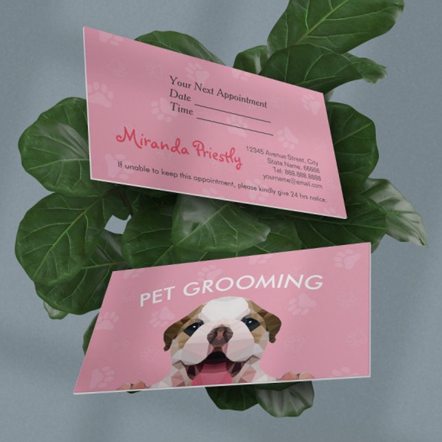 Low Poly Dog Pet Care Grooming Food Beauty Salon Appointment Card (Creator Uploaded)