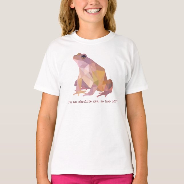 Low Poly Frog “I’m an absolute gem” Kid's T-Shirt (Front)