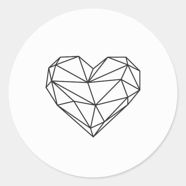 Low-poly heart classic round sticker (Front)