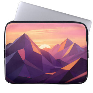 Low Poly Mountain Sunset Geometric Laptop Sleeve